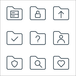folder line icons linear set quality vector image