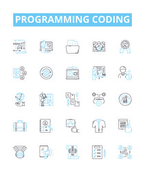programming coding line icons set vector image