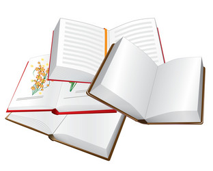 stack of open books vector