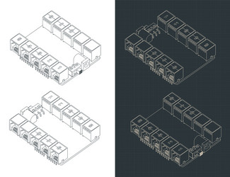 arduino uno shield isometric drawings vector