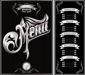 black template for the cover of menu vector