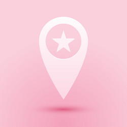 paper cut map pointer with star icon isolated vector image