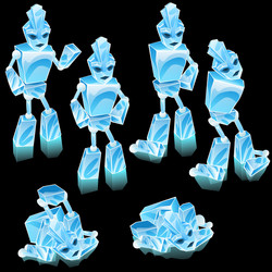 robot of ice blocks cartoon character vector