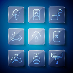 set line wireless gamepad smart data server air vector image