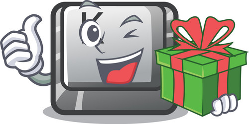 with gift button k on a character computer vector image
