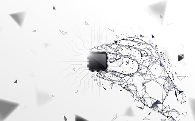 hand holding a computer processor background vector image