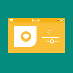 media player application app template with flat vector image