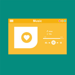 Media player application app template with flat vector