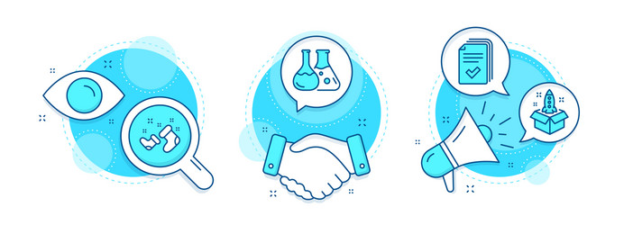 startup chemistry lab and handout icons set vector