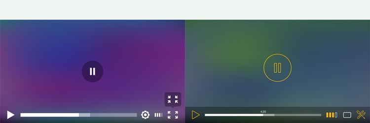 video player window with menu and buttons panel vector