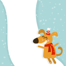 Cute Winter Holiday Dog Card Vector Image