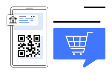 digital payment concept with qr code on smartphone vector image