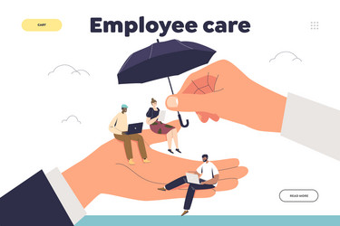 Employee care concept landing page with tiny vector