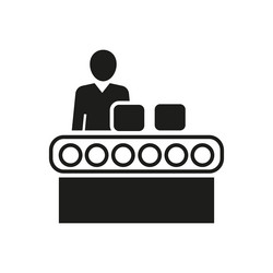 Engineer controlling assembly line icon vector