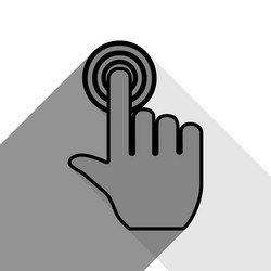 Hand click on button black icon with two vector