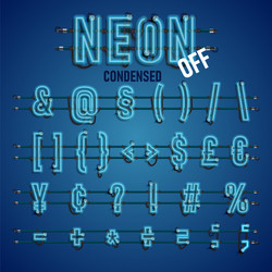 realistic neon font with wires and console vector image