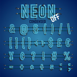 realistic neon font with wires and console vector