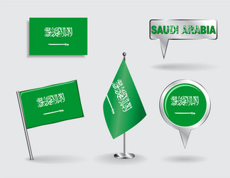 Set of saudi arabian pin icon and map pointer vector