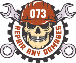 Skull with Wrench Tools Logo Vector Image