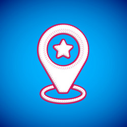 white map pointer with star icon isolated on blue vector image