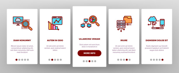 Data analysis web storage onboarding vector