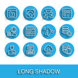 set line analyst engineer server data web hosting vector image