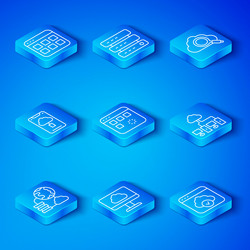 set line network cloud connection loading data vector image