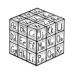 Alphabet Cube Sketch Vector Image