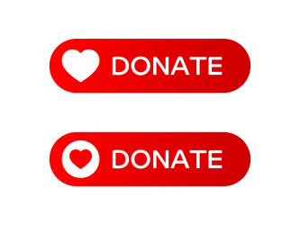 donate web buttons red button with heart symbol vector image