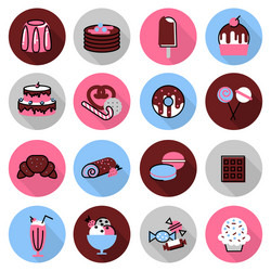 Icons set sweet desserts vector