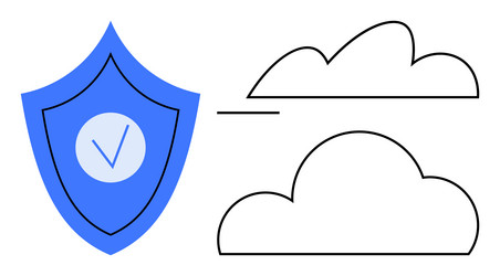 shield with checkmark and clouds representing vector image