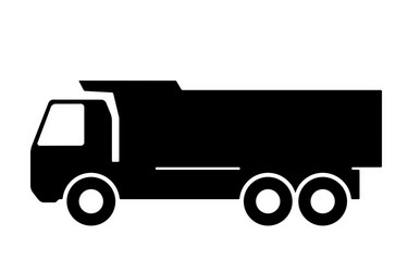 silhouette of a dump truck on white background vector