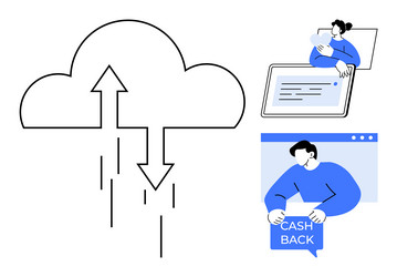 cloud computing with online transactions vector image