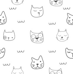 Cute Cat Face Pattern Vector Image