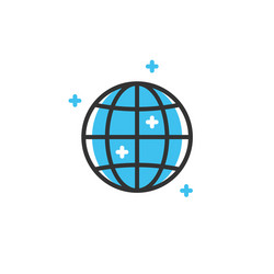 Globe line icon symbol web logo template vector