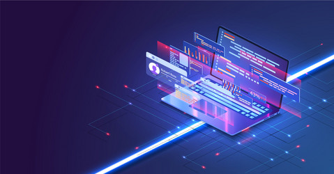 Modern Coding App on Laptop vector image
