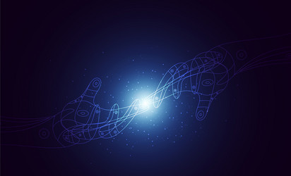 Robot hands touching with fingers from lines vector