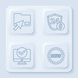 set line cursor click document folder shield vector image
