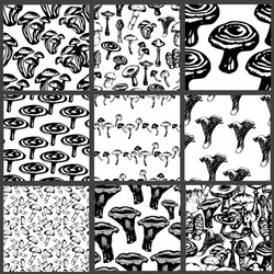 Set of seamless pattern with mushrooms vector
