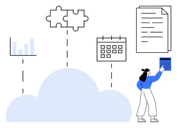 cloud-based data management with analytics vector image