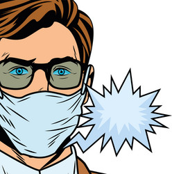 man using face mask for covid19 with speech bubble vector image