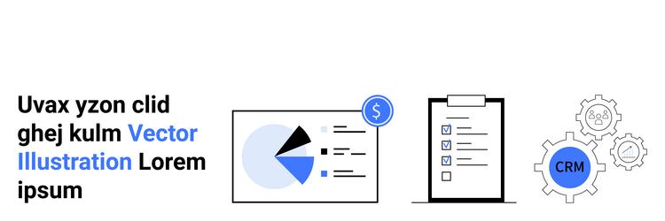 data pie chart checklist on tablet and crm vector image