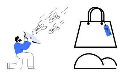 man uses shield to protect against ddos attacks vector image