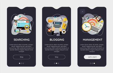 Trendy search blogging and management ui mobile vector