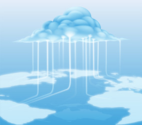 Cloud Computing & Data Flow Vector Image