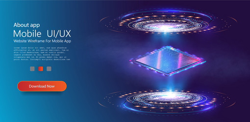 futuristic microchip processor with lights vector image