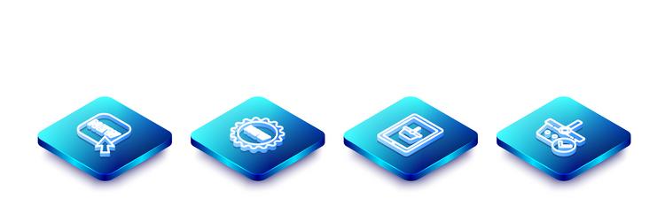 set isometric line button with text new price tag vector image