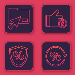 set line cursor click document folder loan vector image