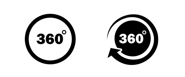 360 degrees icon set rotation and angle of views vector image