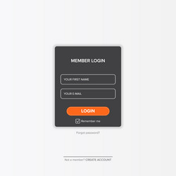dark grey login form web page design template vector image